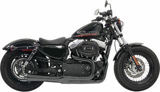 Κωδ.278423 Bassani ολόσωμη εξάτμιση 2σε1 Road Rage II Mega Power Megaphone Short 1X22RB για Harley Davidson XL 1200 C 04-13 μαύρο τηλ.215-215-8211
