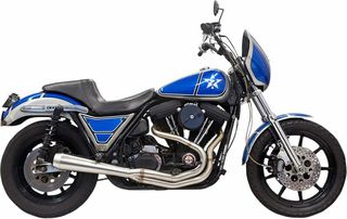 Κωδ.278543 Bassani ολόσωμη εξάτμιση Road Rage III Megaphone Upswept 1FXRSS για Harley Davidson FXRT 1340 84-92 ασημί τηλ.215-215-8211