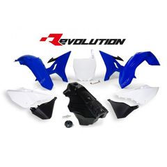Racetech Revolution Plastic Kit + Gas Tank Oem Color Blue/White/Black Yamaha Yz125/250