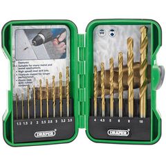 Draper Titanium Nitride Coated Hss Drill Bit Set 15 Pieces 1 To 10Mm