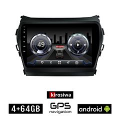 KIROSIWA 4+64GB HYUNDAI IX45 (2013 - 2017) Android οθόνη αυτοκίνητου 4GB με GPS WI-FI (ηχοσύστημα αφής 9" ιντσών OEM Youtube Playstore MP3 USB Radio Bluetooth Mirrorlink DSP 4x60W Apple Carplay Androi