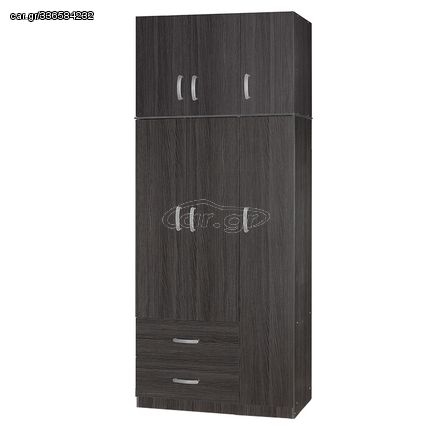 249-000047 Ντουλάπα τρίφυλλη και πατάρι Zelia pakoworld wenge 90x42x180εκ. PARTICLE BOARD WENGE, 1 Τεμάχιο