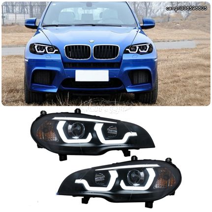 Φανάρια Εμπρός Tube Light LED DRL Angel Eyes BMW X5 E70 (2007-2013) Black ΕΤΟΙΜΟΠΑΡΑΔΟΤΑ