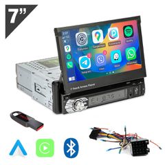 Αναδιπλούμενη οθόνη 7" ιντσών με Bluetooth, USB, Apple CarPlay και Android Auto (ΕΛΛΗΝΙΚΟ ΜΕΝΟΥ αυτοκινήτου 1 DIN MP3 MP5 1DIN Mirrorlink Universal SD Card 4x60W Ελληνικά ήχος OEM ηχοσύστημα multimedi