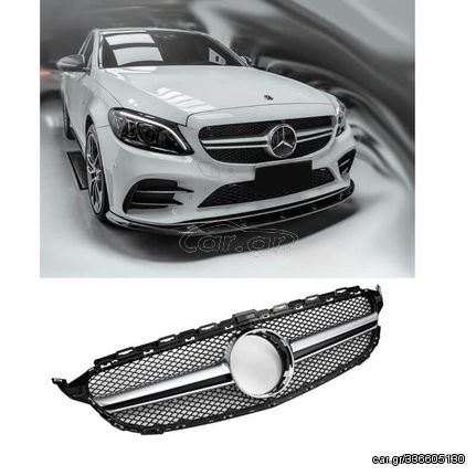 Μάσκα Για Mercedes-Benz C-Class W205 14-18 Amg C63 Look Μαύρο/Χρώμιο 1 Τεμάχιο