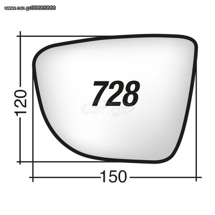 Κρύσταλλο καθρέπτη δεξί με πιάστρα RENAULT CLIO 2012 RENAULT CAPTUR 2013 NISSAN MICRA V 2016