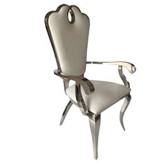 Queen Luxury Armrest chair Mirror Stainless Steel Pure white - 6920018