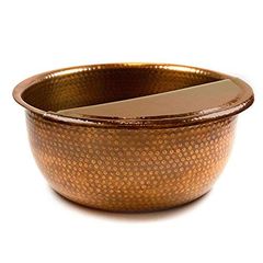 Hammered Handmade Copper Pedicure Bowl and foot rest - 6410001