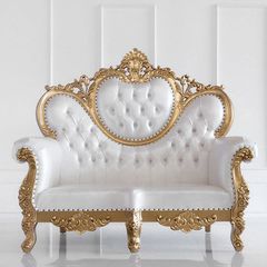 Throne waiting chair white & gold frame large - 6950110