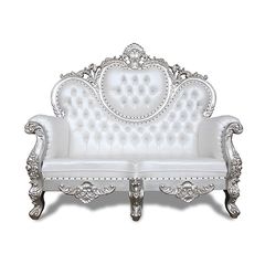 Throne waiting chair white & silver frame large  - 6950109