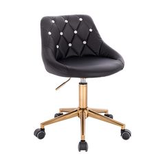 Vanity chair PU Leather Black  Gold Color - 5420133