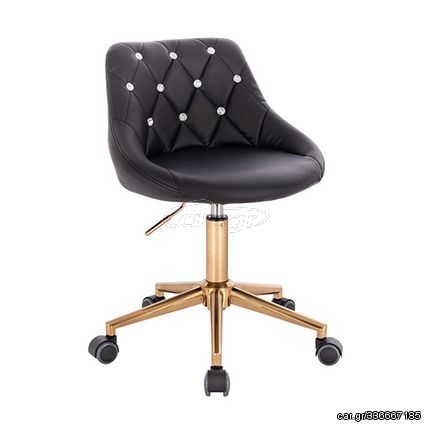 Vanity chair PU Leather Black  Gold Color - 5420133