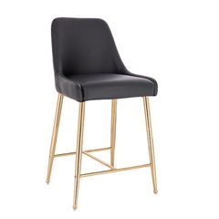 Bar stool PU Leather With Gold handle Black Color - 5450102