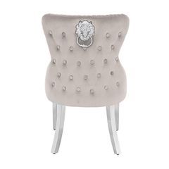 Luxury Chair French Velvet Lion King Light Grey-5470223