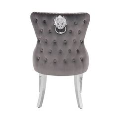 Luxury Chair French Velvet Lion King Dark Grey-5470224