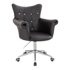 Stylish Chair Pu Black Silver-5400326