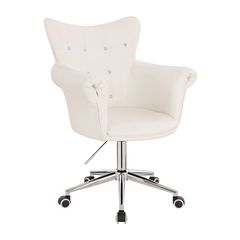 Stylish Chair Pu White Silver-5400327