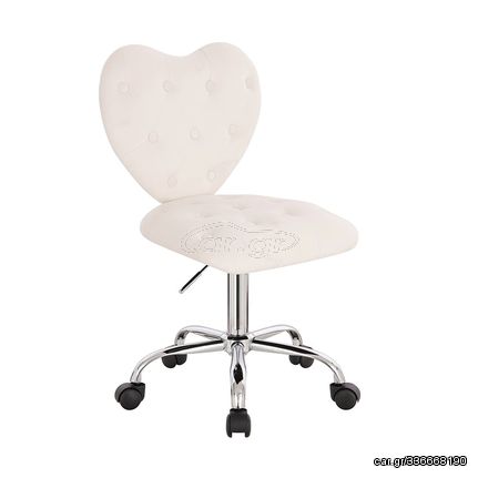 Stylish Chair Heart Velvet White-5400338