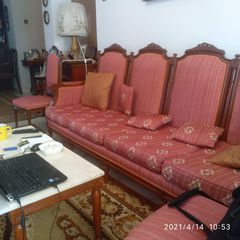 Σαλόνι με τετραθέσιο καναπέ, 2 πολυθρόνες σε στυλ Λουδοβίκου 15ου+1 τραπέζι με μάρμαρο+2τραπεζάκια