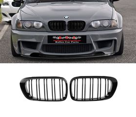 ΣΕΤ Μάσκες / Καρδιές Εμπρός BMW 3 (E46) (Coupe/Cabrio) ~~1999-2003~~ !!M4 LOOK!! Μαύρο Γυαλιστερό