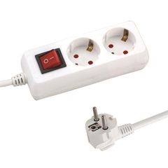 Eurolamp 147-62210 Πολύπριζο 2 Θέσεων με Διακόπτη και Καλώδιο 1.5m Λευκό