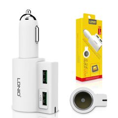 LDNIO CM10 2 Port USB & 1 Socket Adapter Car Charger 4.2A 120W White - ArtSound and Lights