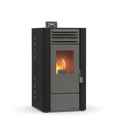Σόμπα PELLET αερόθερμη GSP 8 θερμική ισχύς 2,8-7,98kw με ρύθμιση ανεμιστήρα σε 5 επίπεδα σε μαύρο χρώμα