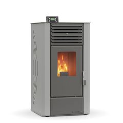 Σόμπα PELLET αερόθερμη GSP12 θερμική ισχύς 3,8-12,05 kw με ρύθμιση ανεμιστήρα σε 5 επίπεδα σε γκρι χρώμα