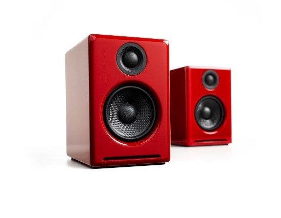 AUDIOENGINE A2+ AND ADS1 Powered Desktop USB Speakers with stands Red PAIR - Audioengine