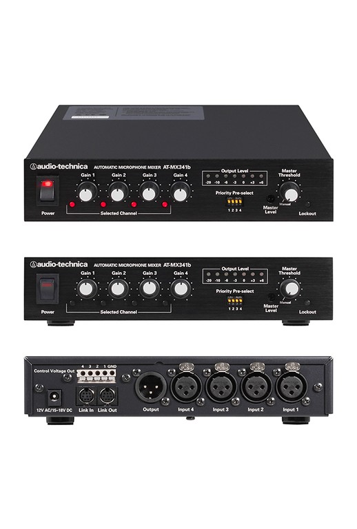Audio Technica AT-MX341b Automatic SmartMixer® featuring four switchable microphone or line channels - AUDIO-TECHNICA