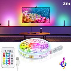 Ταινία LED Τροφοδοσίας USB (5V) RGB Μήκους 2m και 30 LED ανά Μέτρο Σετ με Τηλεχειριστήριο και Τροφοδοτικό Τύπου SMD5050