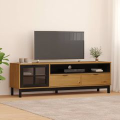 Έπιπλο Τηλεόρασης FLAM 158x40x50 εκ. Μασίφ Πεύκο Γυάλινη Πόρτα 357821