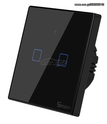 SONOFF smart διακόπτης ΤΧ-T3EU2C, αφής, Wi-Fi, διπλός, μαύρος