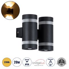 GLOBOSTAR® CANNONAL 60580 Μοντέρνο Φωτιστικό Τοίχου - Απλίκα LED 20W 2300lm 30° AC 220-240V IP20 Θερμό Λευκό 2700K - Bridgelux COB Chip & TÜV SÜD Driver - Μαύρο Ματ & Λευκό Ματ - Μ12 x Π6.5 x Υ11cm -