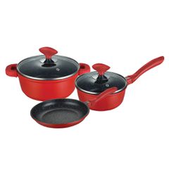 Muhler MR-5048S (1005054) Σετ Μαγειρικά Σκεύη από Αλουμίνιο Κόκκινα με Επίστρωση από Πέτρα
