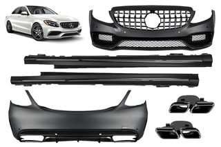 Body Kit Για Mercedes-Benz C-Class W205 14-18 Sedan Amg C63 Look Με Μάσκα & Μπούκες eautoshop gr