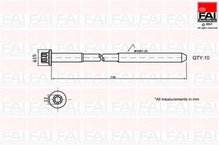 ΒΙΔΑ ΚΕΦΑΛΗΣ M10X1,25  119mm (ΣΕΤ 10ΤΜX) - B1321