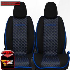FORD FIESTA ΠΛΑΤΟΚΑΘΙΣΜΑΤΑ ΤΕΧΝΟΔΕΡΜΑ RUBI PLUS ΜΑΥΡΟ - ΜΠΛΕ ΚΛΩΣΤΗ - ΜΠΛΕ ΠΕΡΙΓΡΑΜΜΑ ΜΕ ΜΠΛΕ ΚΕΝΤΗΜΑ FIESTA ΣΕΤ 2ΤΜΧ