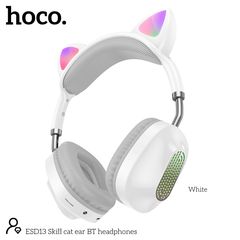 Ασύρματα Ακουστικά Stereo Hoco ESD13 Cat Ear BT5.3 FM 400mAh με Μικρόφωνο και Noise Reduction Λευκά