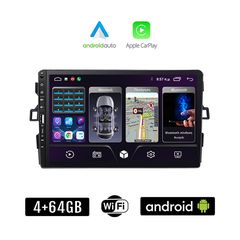 TOYOTA AURIS (2007-2012) Android οθόνη αυτοκίνητου 4+64GB με GPS WI-FI (ηχοσύστημα αφής 9" ιντσών Apple CarPlay Android Auto 4GB Car Play Youtube Playstore MP3 USB Radio Bluetooth Mirrorlink εργο