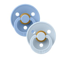 BIBS Πιπίλες Colour Round Καουτσούκ 2τμχ Sky Blue/Baby Blue No2
