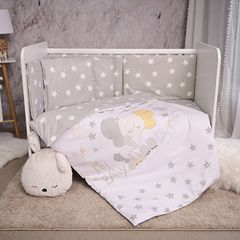 Σετ Προίκας Μωρού Για Κούνια Smile Elephant Grey Stars 60/120 Lorelli