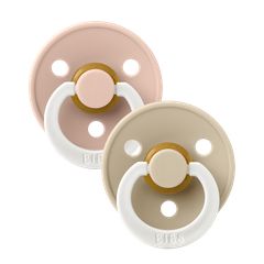 BIBS Πιπίλες Colour Round Καουτσούκ 2τμχ Blush / Vanilla Glow No1