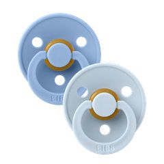BIBS Πιπίλες Colour Round Καουτσούκ 2τμχ Sky Blue / Baby Blue No1