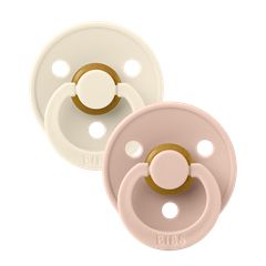 BIBS Πιπίλες Colour Round Καουτσούκ 2τμχ Ivory / Blush No1