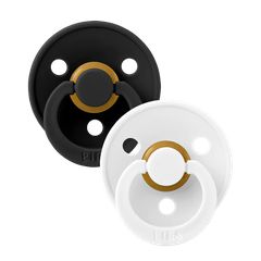 BIBS Πιπίλες Colour Round Καουτσούκ 2τμχ Black / White No1