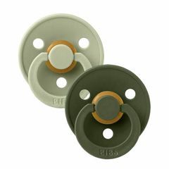 BIBS Πιπίλες Colour Round Καουτσούκ 2τμχ Sage / Green No1