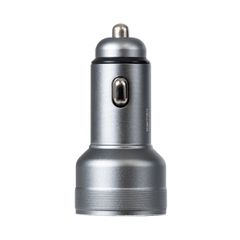 GloboStar® 85435 φορτιστής αναπτήρα αυτοκινήτου γρήγορης φόρτισης PD 36W 6A με 2 θύρες USB ασημί νίκελ-thumb-3