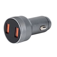 GloboStar® 85435 φορτιστής αναπτήρα αυτοκινήτου γρήγορης φόρτισης PD 36W 6A με 2 θύρες USB ασημί νίκελ
