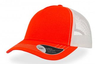 Atlantis 899 Rapper Canvas καπέλο Πεντάφυλλο τζόκεϊ με δίχτυ 100% Βαμβακερός Καμβάς 260g ORANGE / WHITE